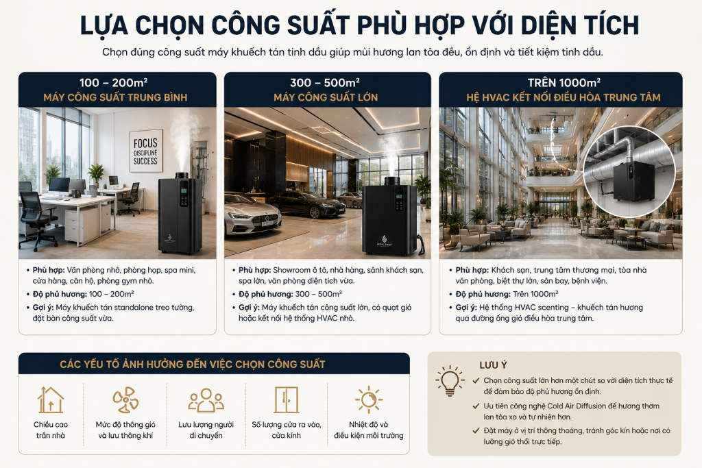 Lựa chọn công suất máy khuếch tán tinh dầu