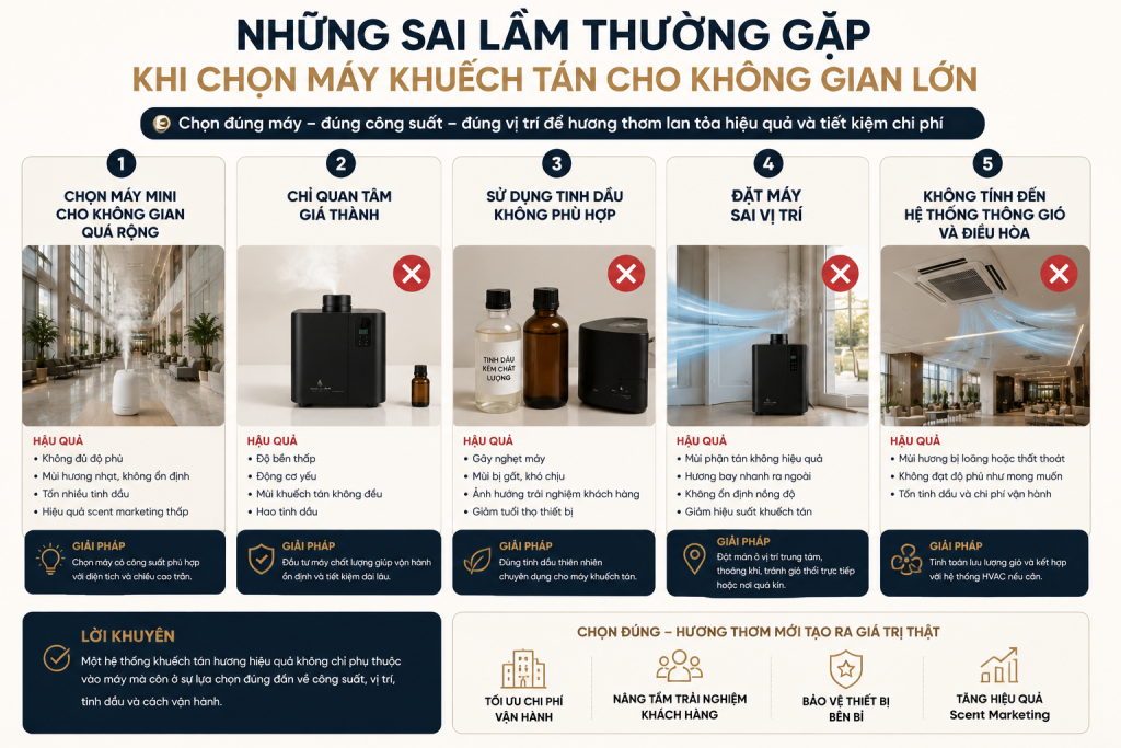 Những sai lầm thường gặp khi chọn máy khuếch tán cho không gian lớn