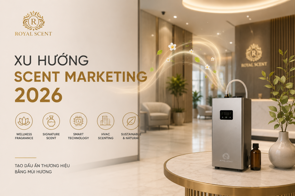 Xu Hướng Scent Marketing 2026 Với Máy Khuếch Tán Tinh Dầu Cao Cấp