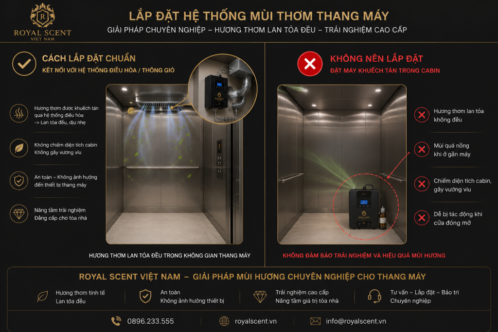Hướng dẫn lắp đặt máy khuếch tán mùi thơm thang máy Royal Scent Việt Nam